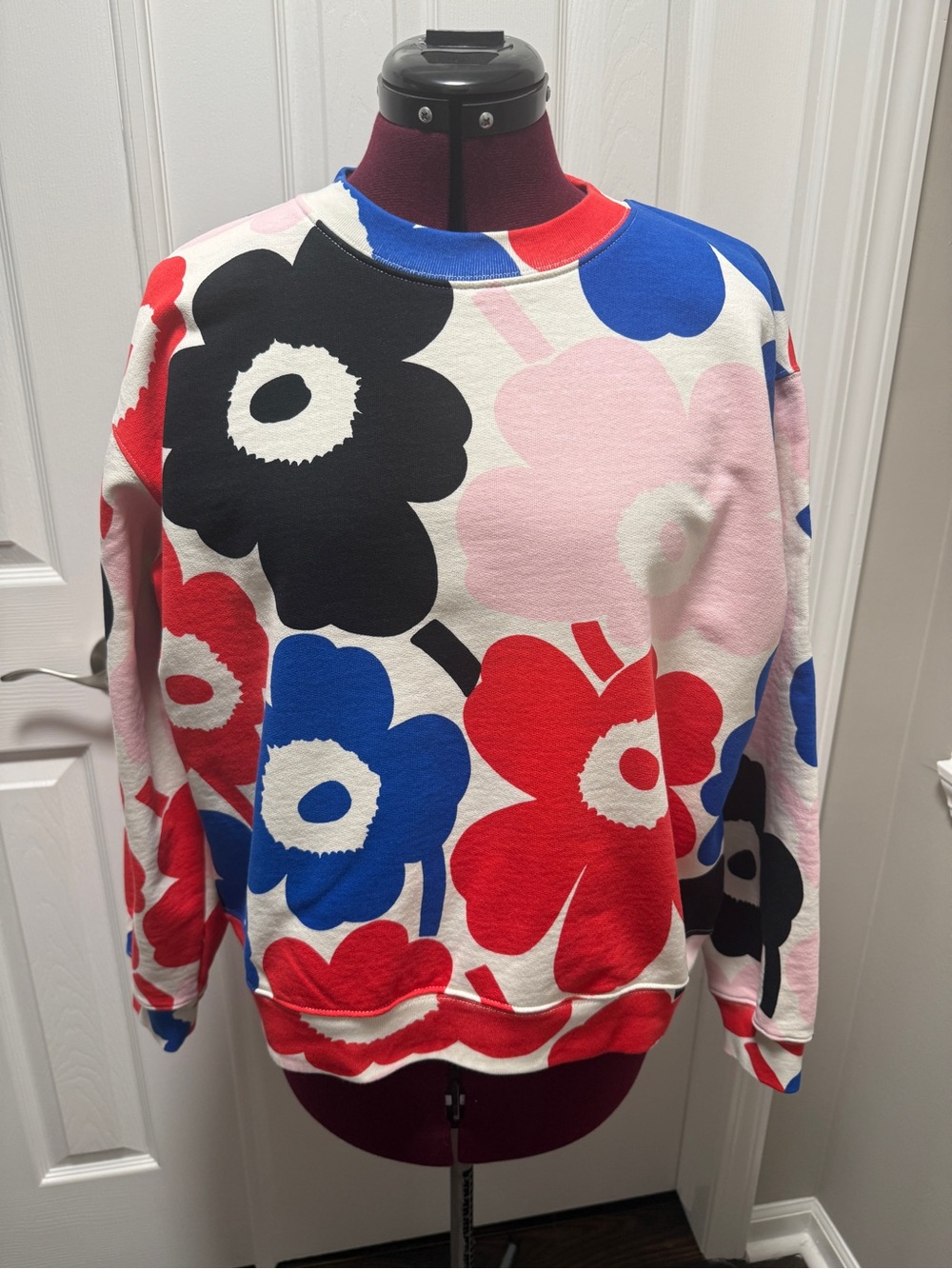 Marimekko Floral Crewneck Sweatshirt in Red, Blue, Black, Pink